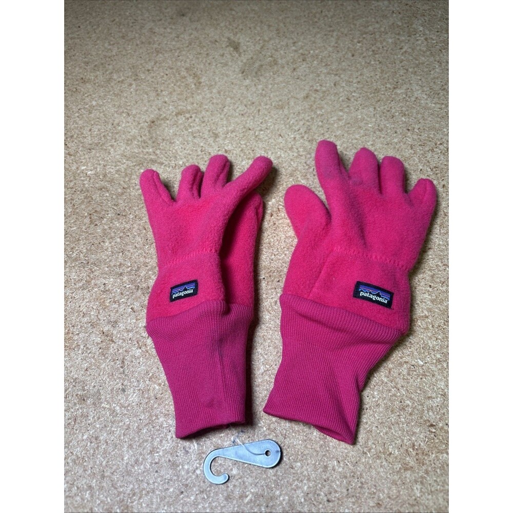 Patagonia Synchilla Gloves Kids M Pink Fleece Insulated Hiking Walking Winter B3